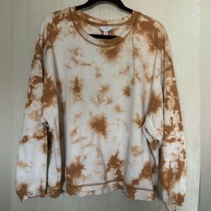 TIE-DYE SWEATSHIRT * BROWN-RUST & OFF-WHITE * 100% COTTON * COZY CREWNECK sz XXL